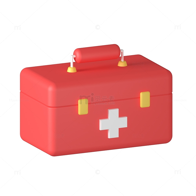3d立体卡通可爱红色医疗箱素材