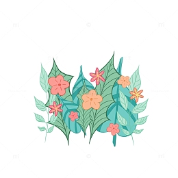 绿色小清新花丛草丛插画