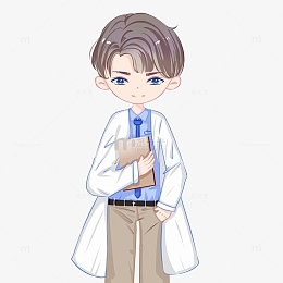 q版男医生手拿文档医疗人物