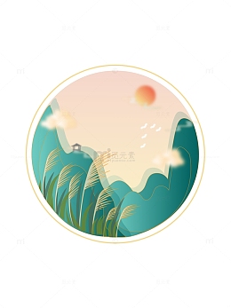 青绿色白露节气中国风秋天元素