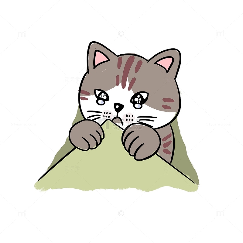 委屈猫咪可爱卡通手绘线稿表情包