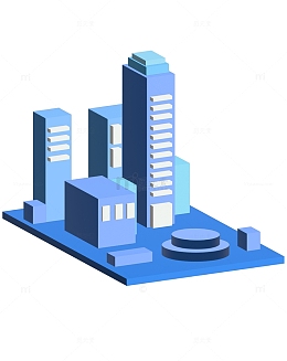 2.5d扁平几何3D城市建筑元素