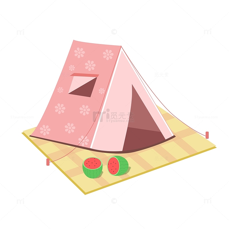 旅游出行野营郊游粉色帐篷野餐