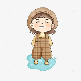 闭眼q版可爱女生插画元素