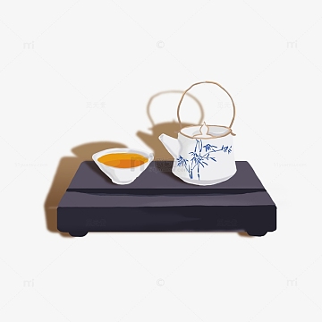中国风手绘茶具元素