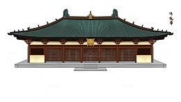 简约复古中式国潮旅游寺庙建筑高清分层大图