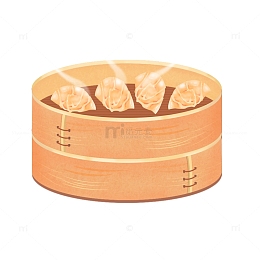 手绘蒸笼饺子团圆冬至节气