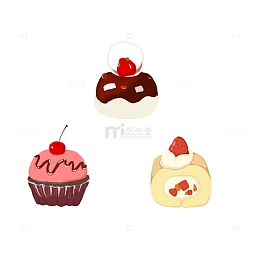 可爱甜点手绘插画元素
