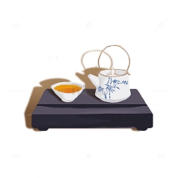 中国风手绘茶具元素