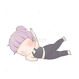 紫色健身瑜伽女孩可爱q版手绘图