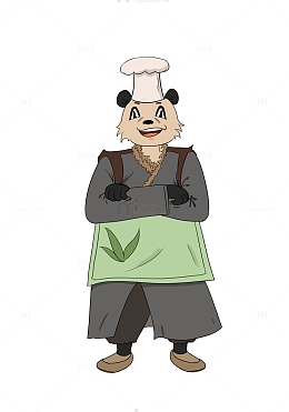 熊猫白露厨师卡通神气