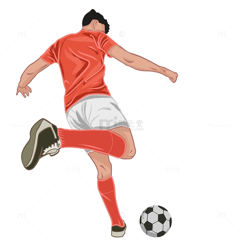 健身运动球类运动踢足球的男人足球手绘元素