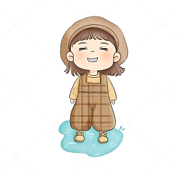 闭眼Q版可爱女生插画元素