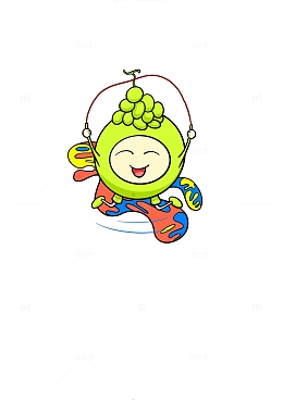 绿色葡萄卡通人物跳绳健身手绘