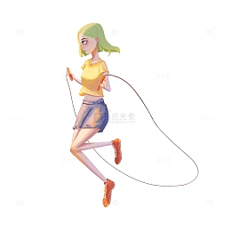 黄绿色轻质感唯美风跳绳女孩