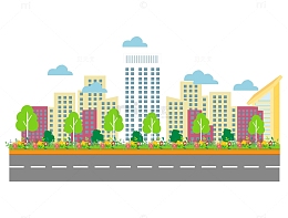 卡通城市建筑手绘素材