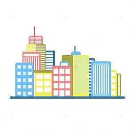 扁平风城市建筑彩色剪影