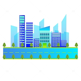 绿色科技感矢量城市建筑城镇道路元素