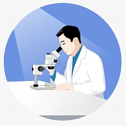 清新卡通显微镜医生研究医疗手绘图