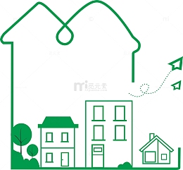 城市建设绿色简约风格房子