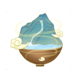 绿色山水国朝中秋元素