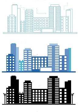矢量扁平城市建筑元素
