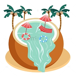 夏季旅游椰子椰子树插画