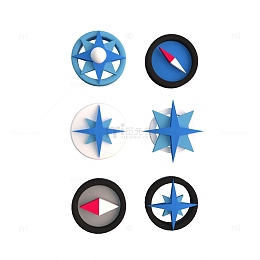 3D立体图标指南针方向卡通立体图标