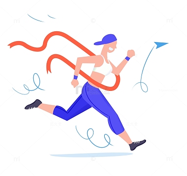 赛跑的人psdpng运动夸张风跑步女孩人物psdpng卡通手绘男孩跑接力比赛