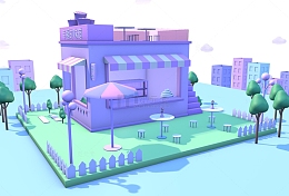 城市一角之甜品店H5立体启动页面装饰元素