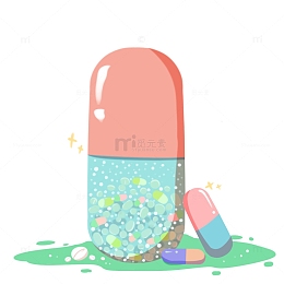 小清新治愈医疗药片胶囊素材