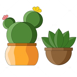 绿色小清新盆栽仙人球