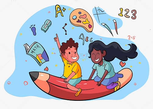 彩色扁平卡通可爱教育学习画画铅笔插画元素