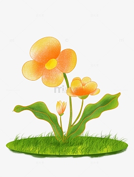 小清新手绘肌理感植物鲜花插画元素