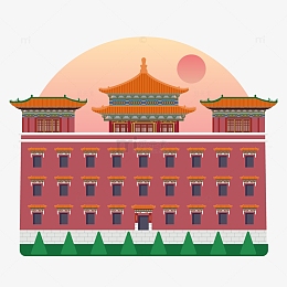 承德避暑山庄寺庙旅游建筑扁平元素