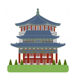 广州纪念馆旅游地标建筑扁平元素
