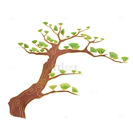 国潮国风松树插画手绘元素