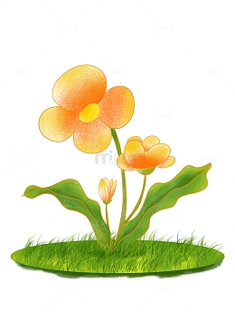小清新手绘肌理感植物鲜花插画元素