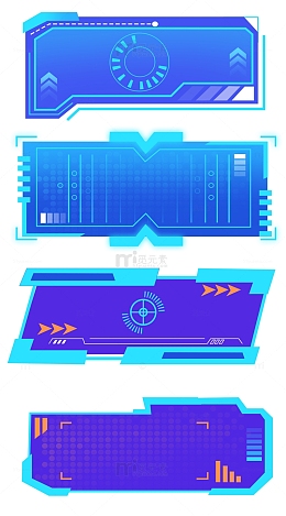 扁平箭头科技边框蓝色几何边框方框对话框