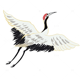 黑白金线古风水墨飞鹤插画