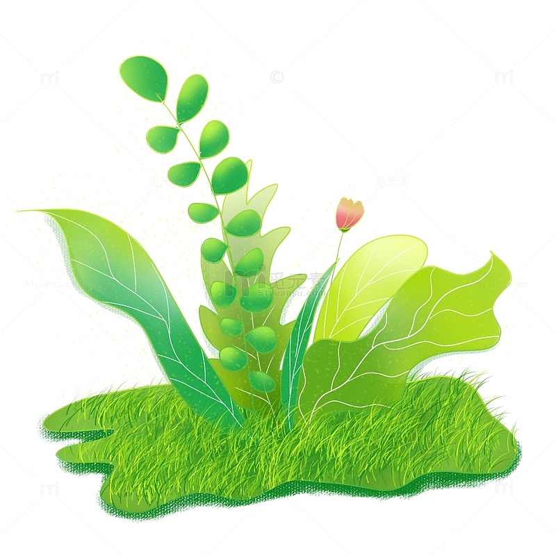 绿色小清新手绘植物装饰元素