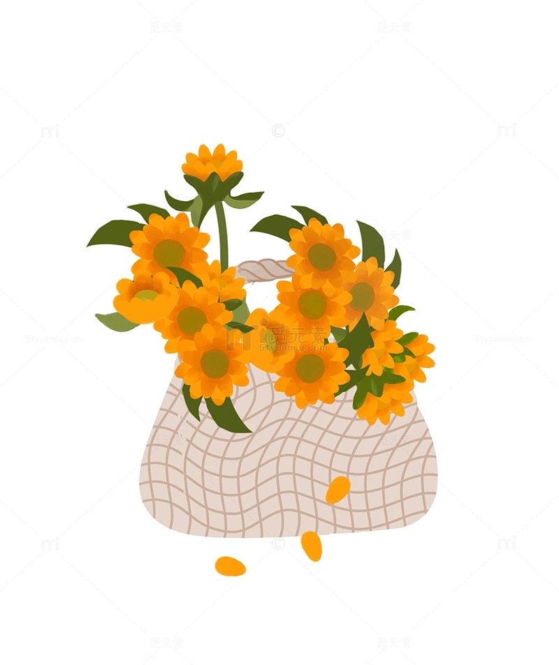 橙色向日葵花袋子