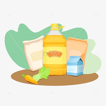 手绘蔬菜米面粮油组合