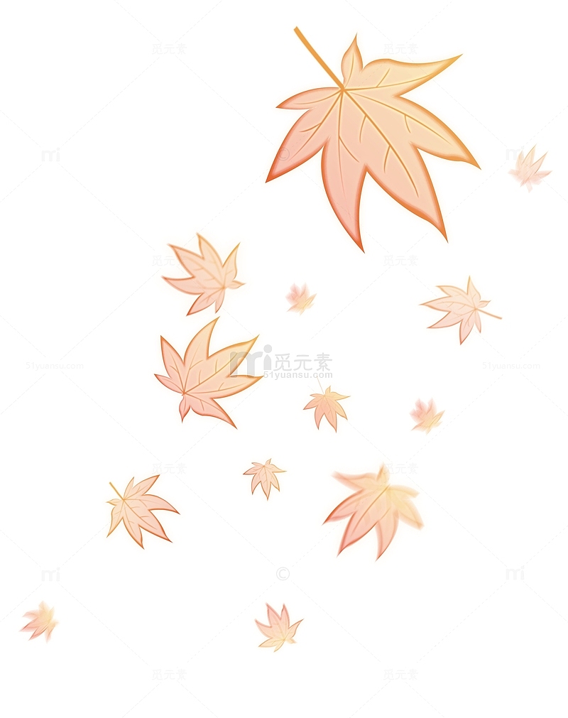黄色橙色枫叶叶子秋天秋分飘落落叶元素