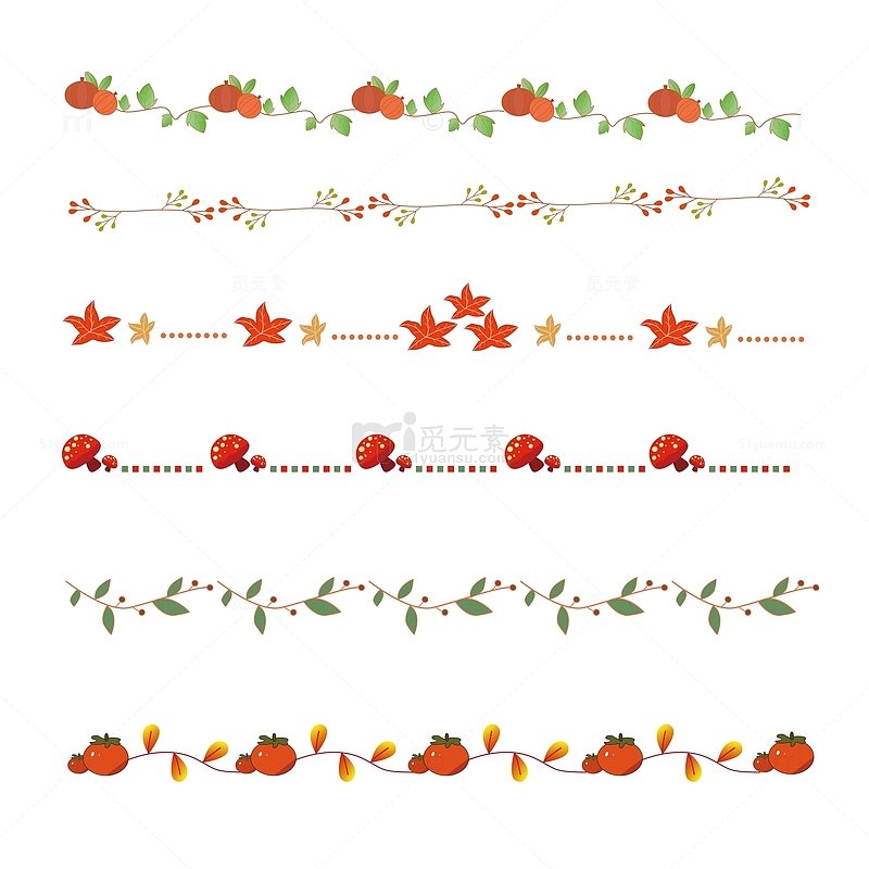 秋分可爱卡通植物水果几何分割线边框装饰