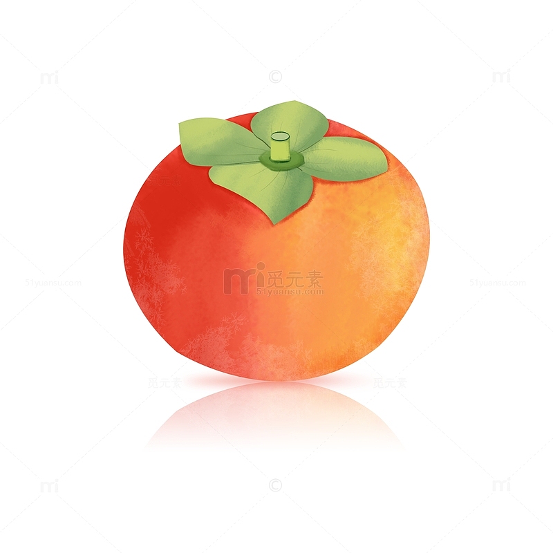 秋天橙色水彩秋分水果手绘柿子高清免抠素材