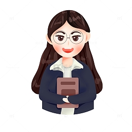 手绘卡通教师头像装饰元素