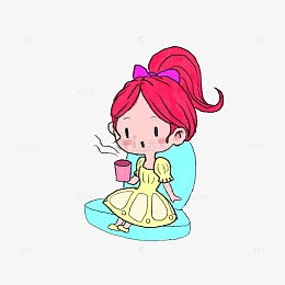 可爱小女孩喝水