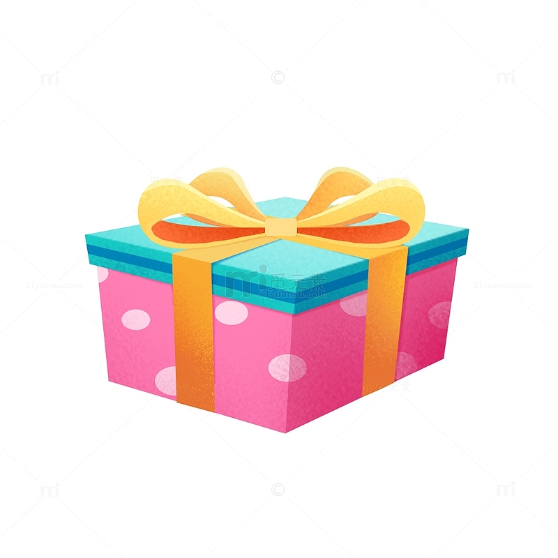 粉色蓝色可爱礼物盒生日盒子卡通手绘插画