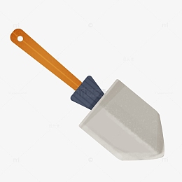 灰色棕色卡通可爱铲子 手绘插画